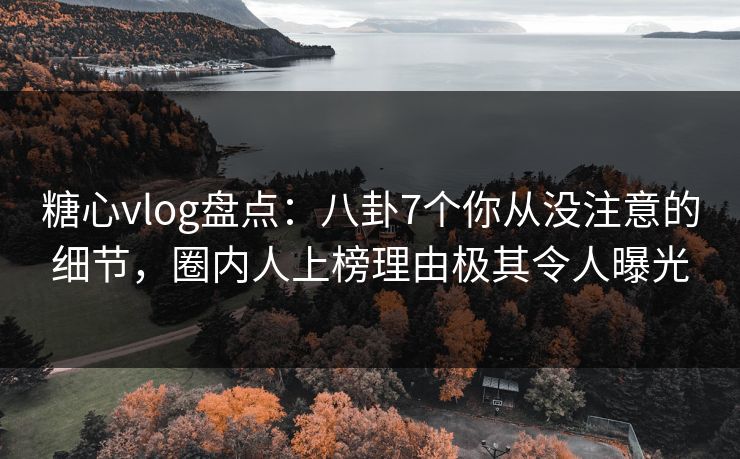 糖心vlog盘点：八卦7个你从没注意的细节，圈内人上榜理由极其令人曝光