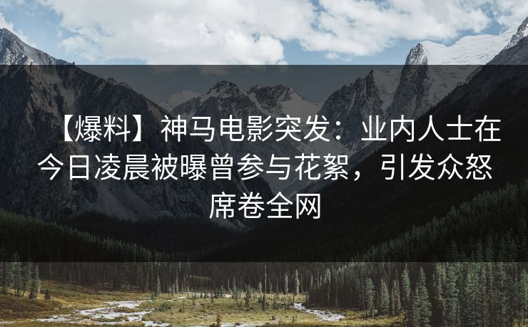 【爆料】神马电影突发：业内人士在今日凌晨被曝曾参与花絮，引发众怒席卷全网