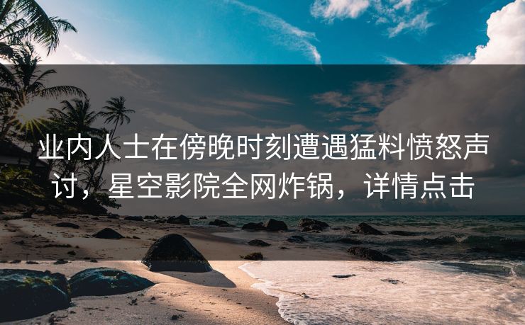 业内人士在傍晚时刻遭遇猛料愤怒声讨，星空影院全网炸锅，详情点击
